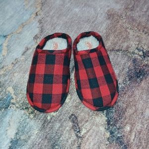 Plaid Red and Black Kids Slippers